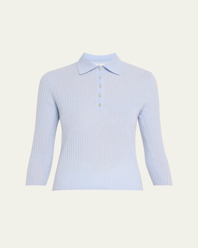 Mulberry Silk-Blend Polo Top